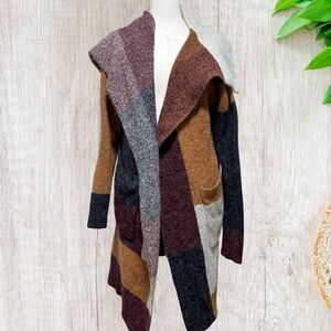 Vertigo‎ Womens Colorblock Duster Cardigan Sweater Size Small Pockets Geometric